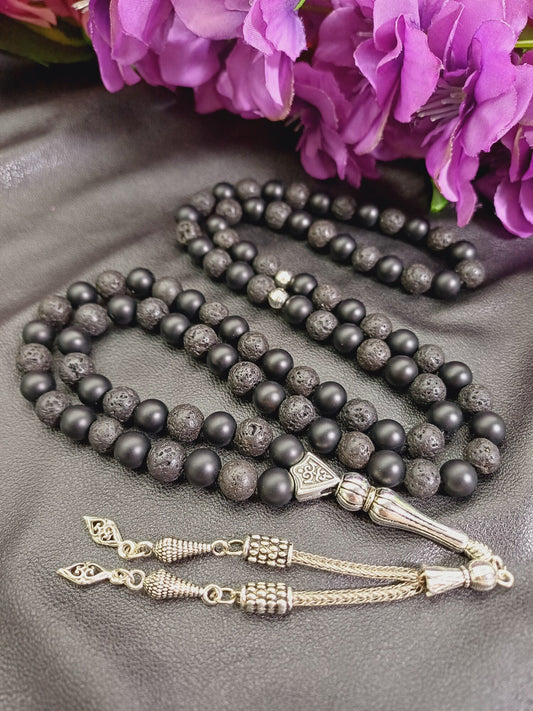 Lav Taşı Mat Siyah Oniks Karma Tesbih