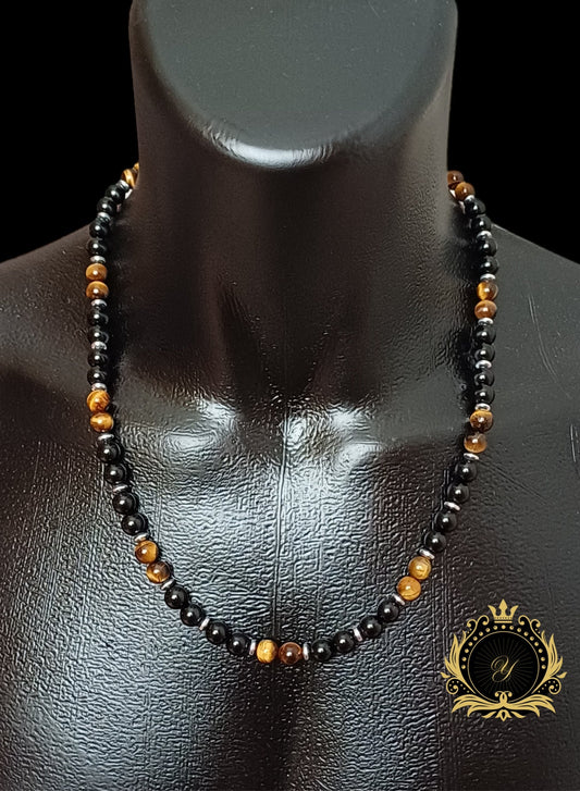 Kaplan Gözü & Siyah Oniks Erkek Kolye