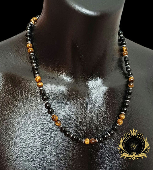 Kaplan Gözü & Siyah Oniks Erkek Kolye