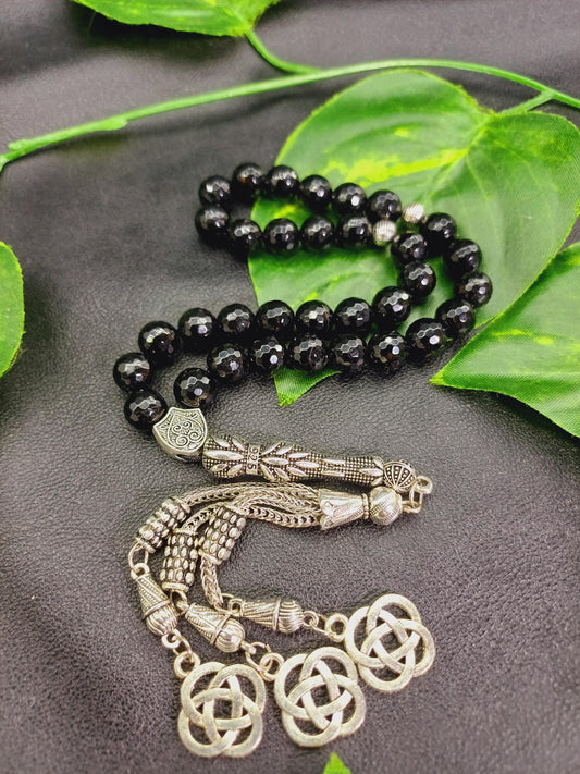 Mücevher Kesim Siyah Turmalin Doğaltaş Tesbih