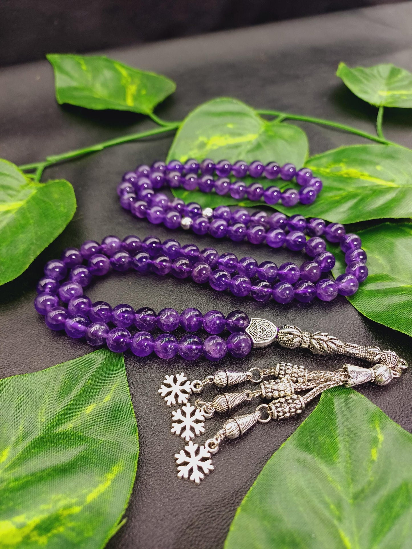 99 Boncuklu Ametist Doğaltaş Tesbih