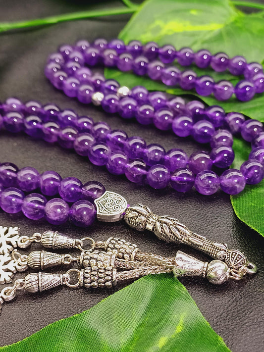 99 Boncuklu Ametist Doğaltaş Tesbih