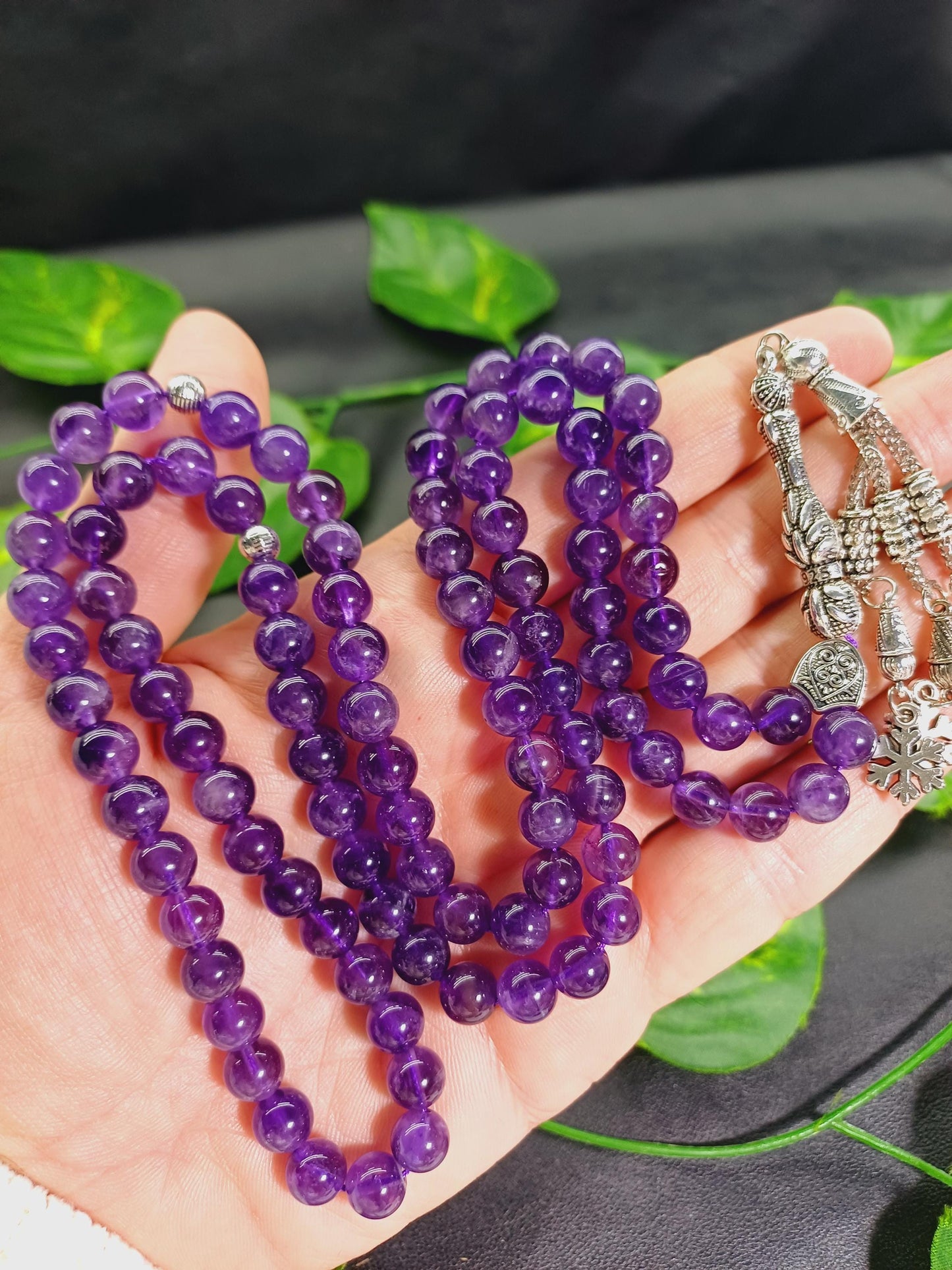 99 Boncuklu Ametist Doğaltaş Tesbih