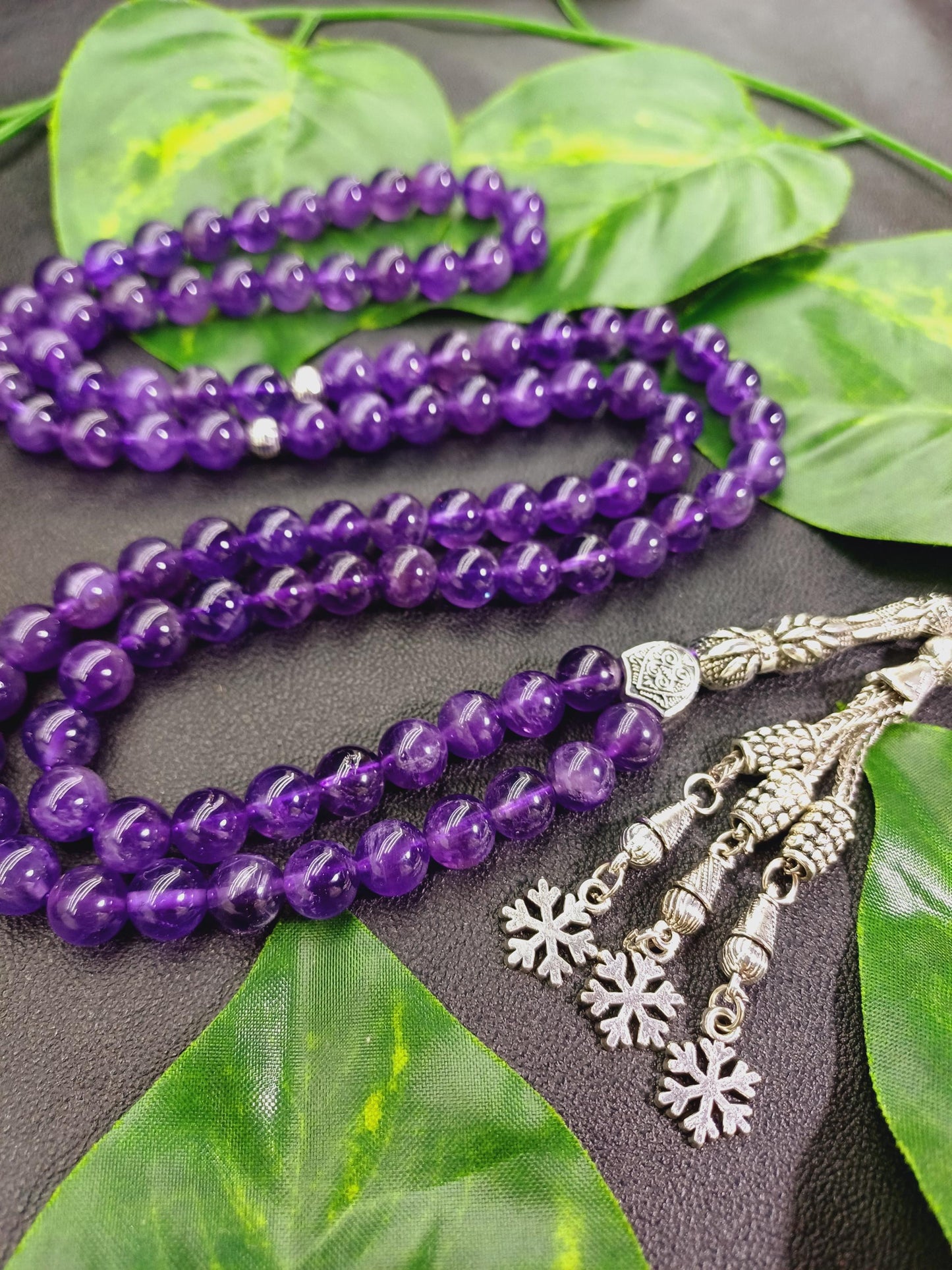 99 Boncuklu Ametist Doğaltaş Tesbih