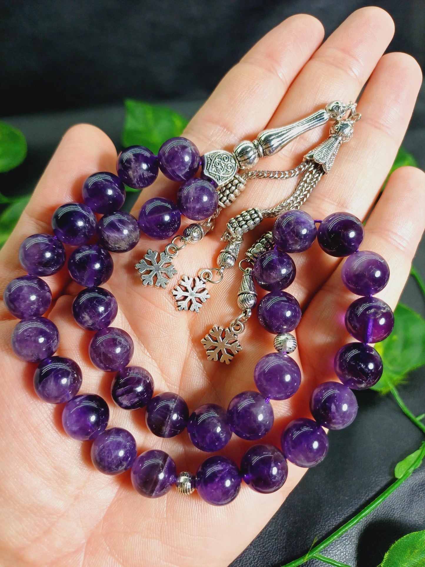 12 mm İri Taşlı Ametist Doğaltaş Tesbih