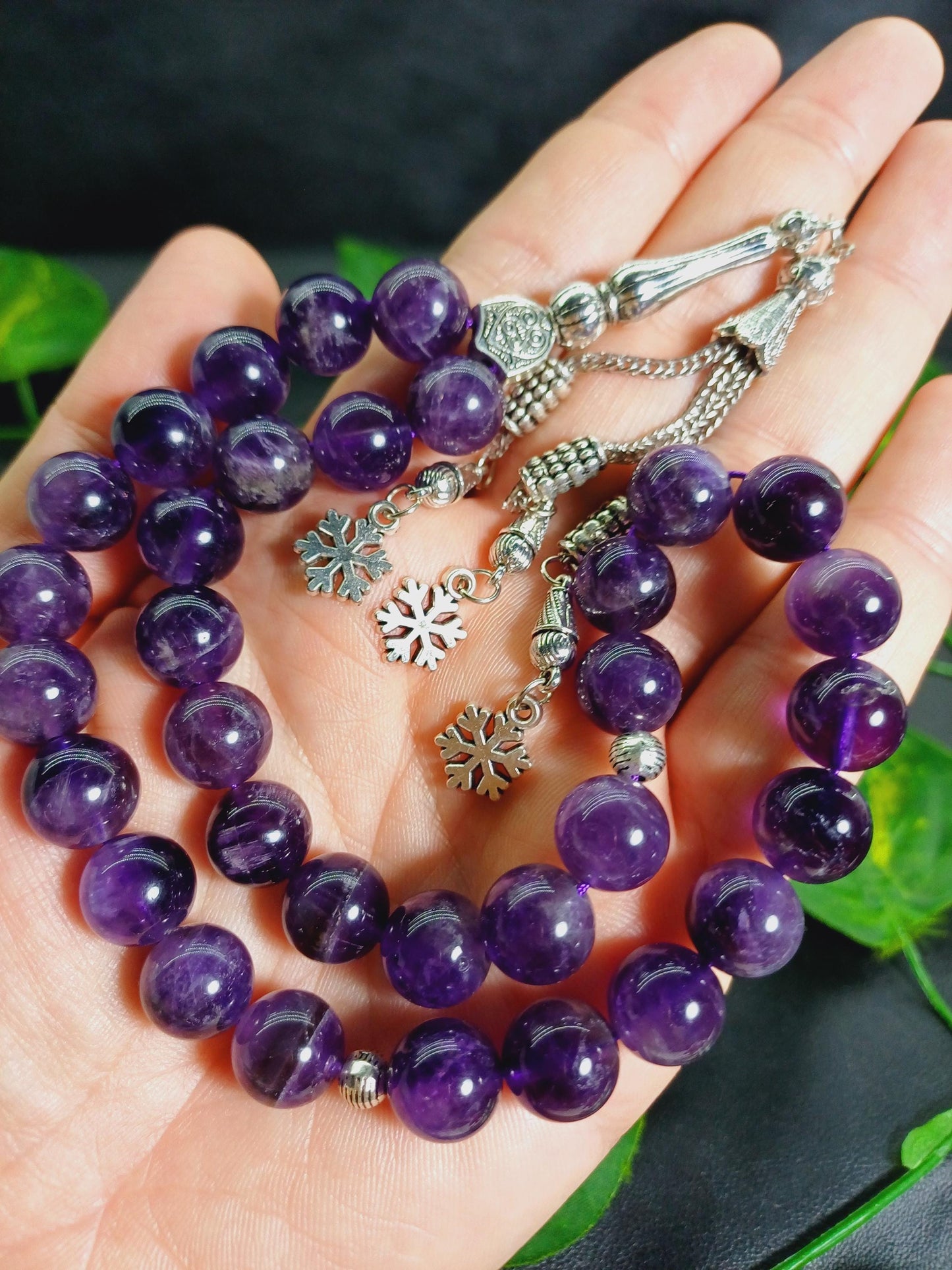 12 mm İri Taşlı Ametist Doğaltaş Tesbih