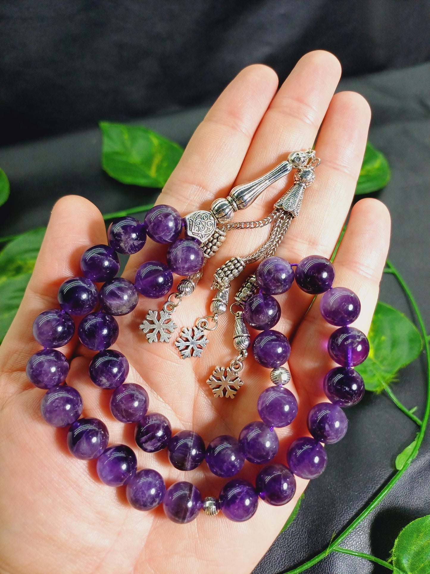 12 mm İri Taşlı Ametist Doğaltaş Tesbih