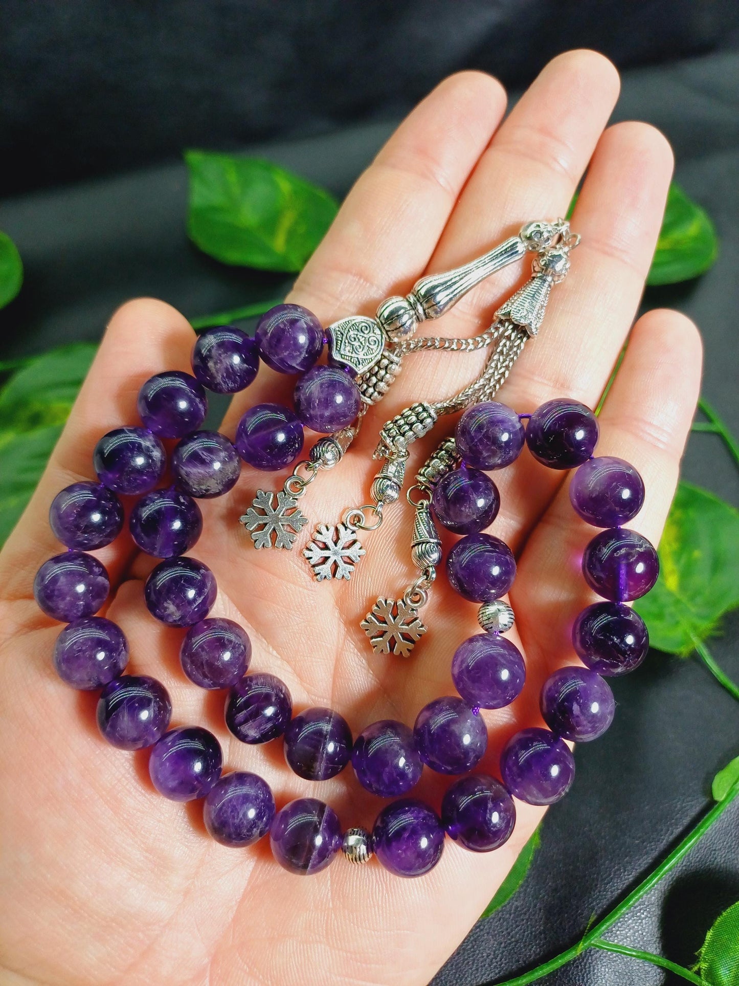 12 mm İri Taşlı Ametist Doğaltaş Tesbih