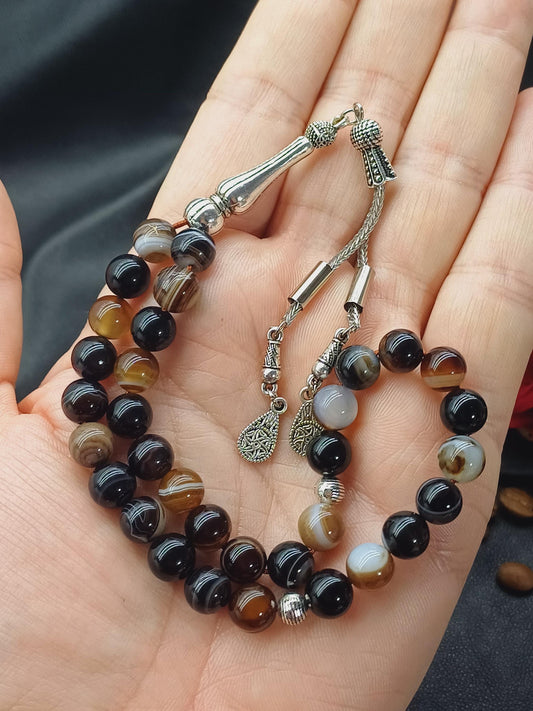 Madagaskar Kahverengi Akik Tesbih