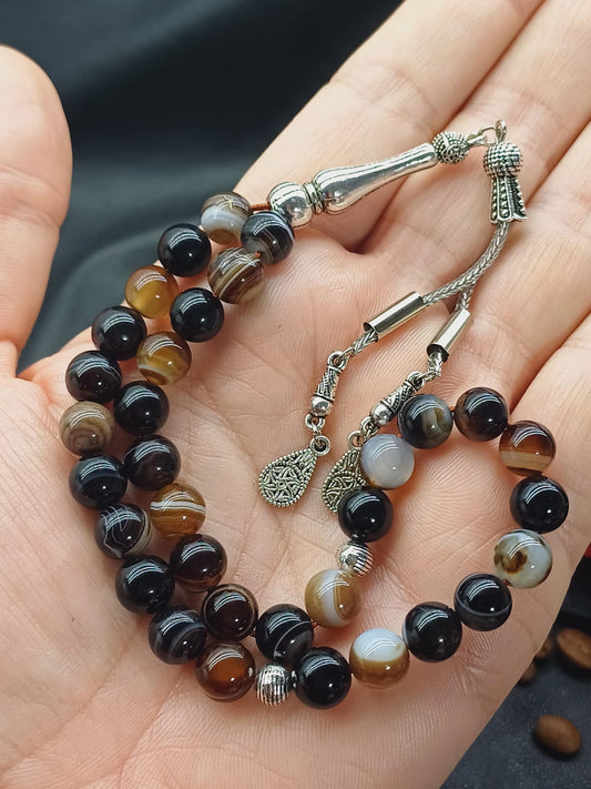 Madagaskar Kahverengi Akik Tesbih