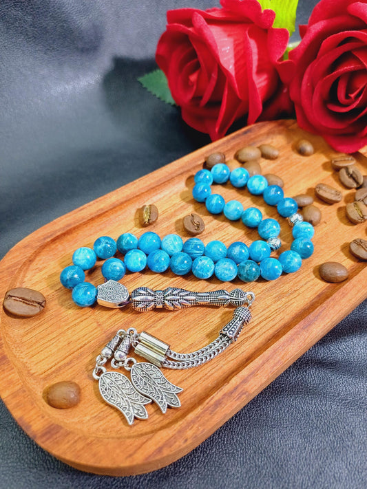 Mavi Apatit Doğaltaş Tesbih