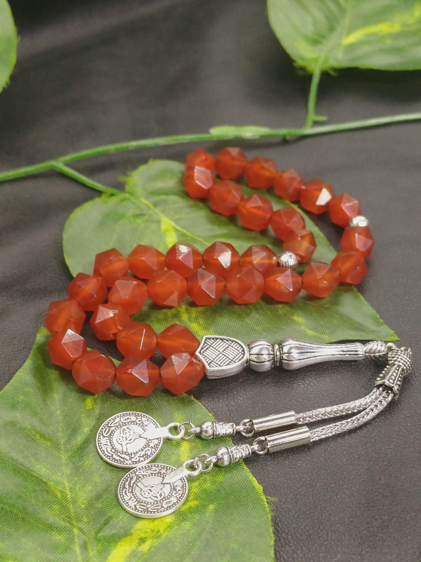 Altıgen Kesim Yemen Akik Doğaltaş Tesbih