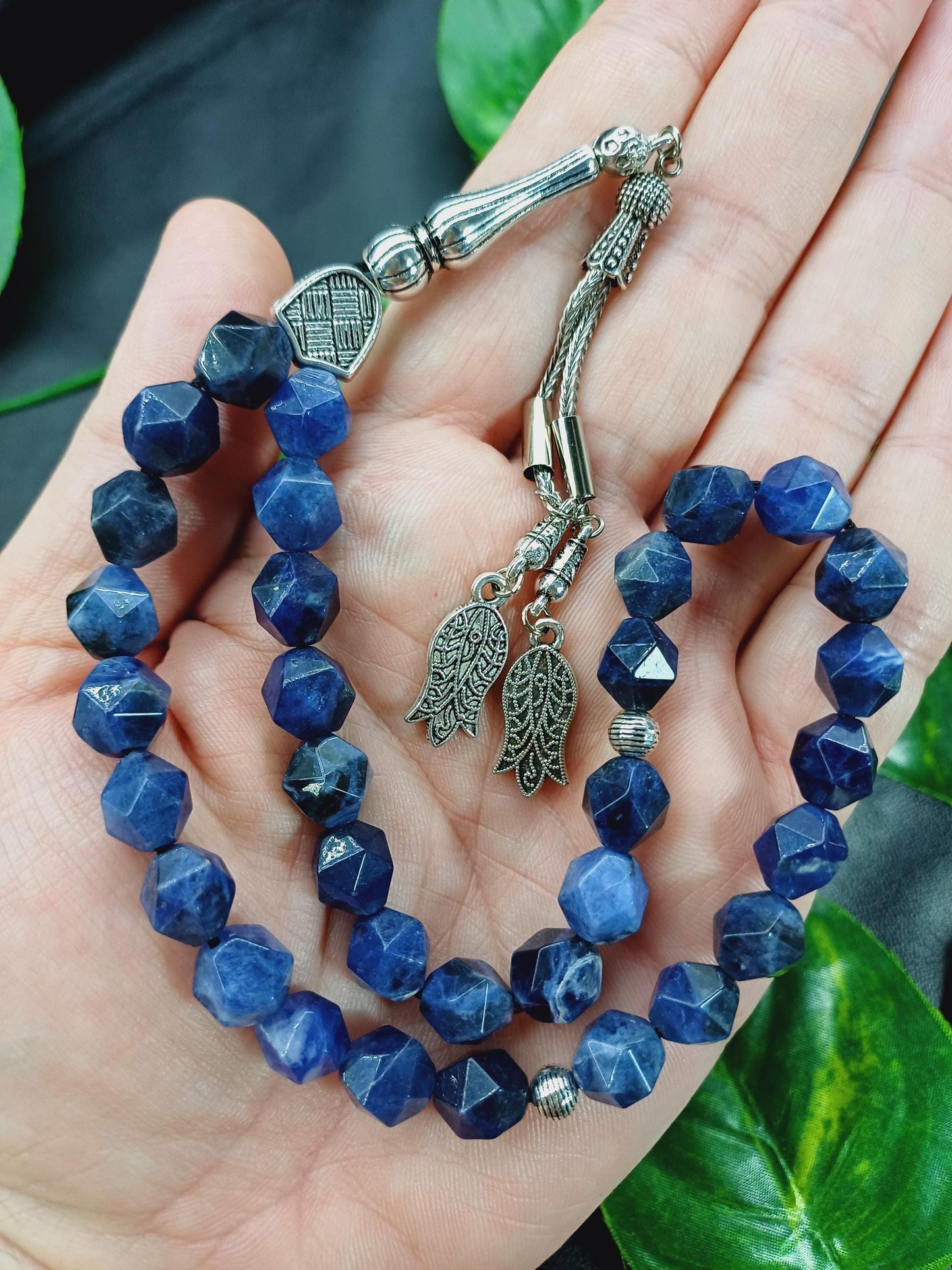 10 mm Altıgen Kesim Sodalit Doğaltaş Tesbih