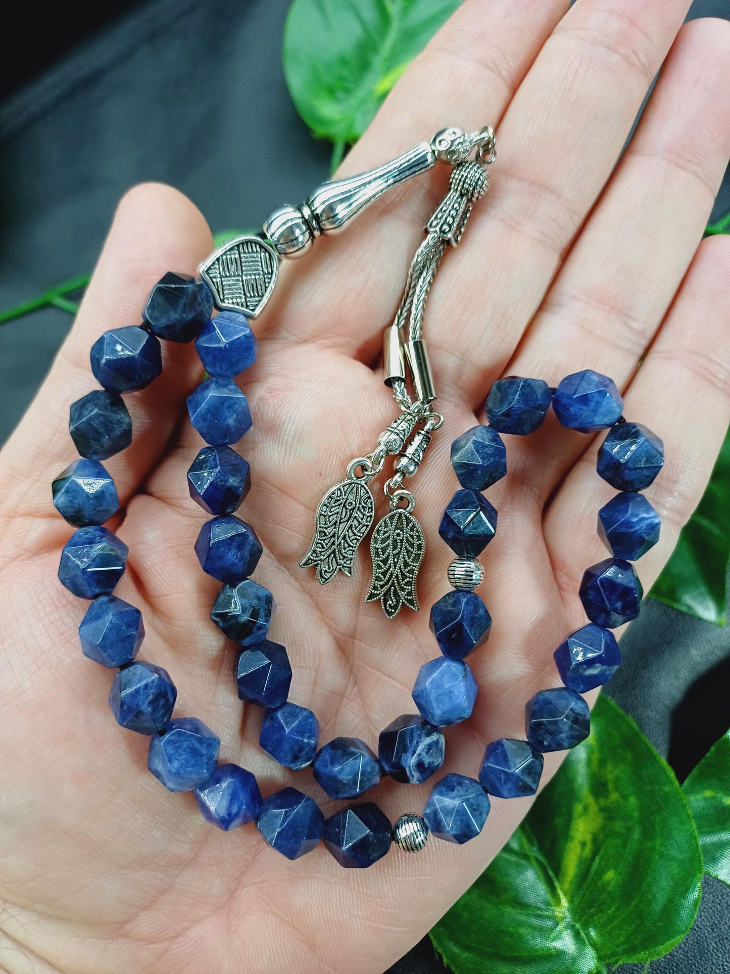 10 mm Altıgen Kesim Sodalit Doğaltaş Tesbih