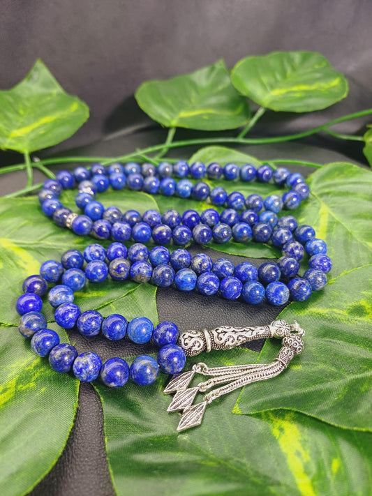 925 Ayar Gümüş 99 Boncuklu Lapis Lazuli Tesbih