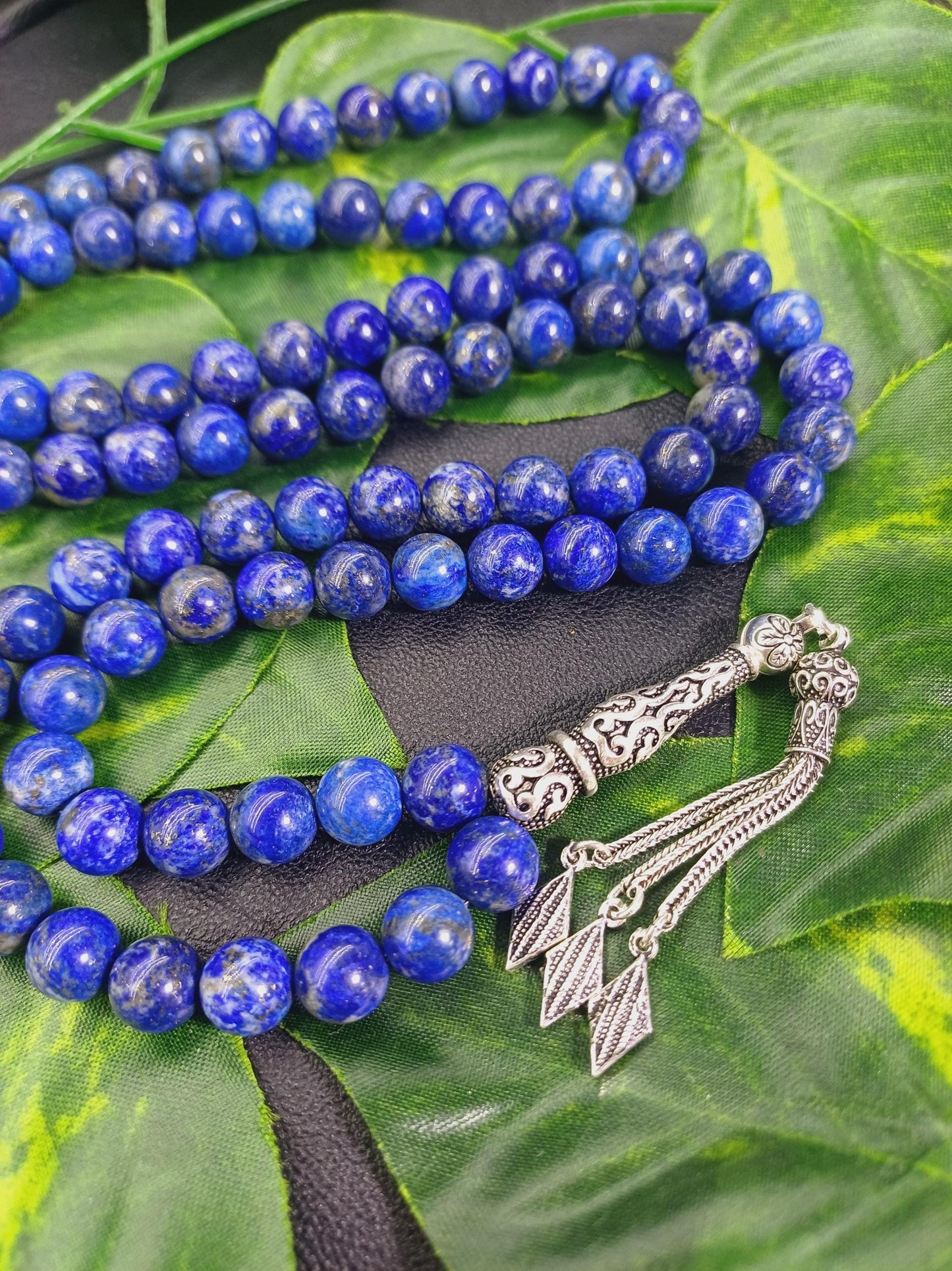925 Ayar Gümüş 99 Boncuklu Lapis Lazuli Tesbih