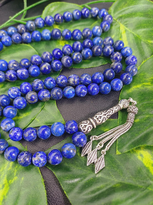 925 Ayar Gümüş 99 Boncuklu Lapis Lazuli Tesbih