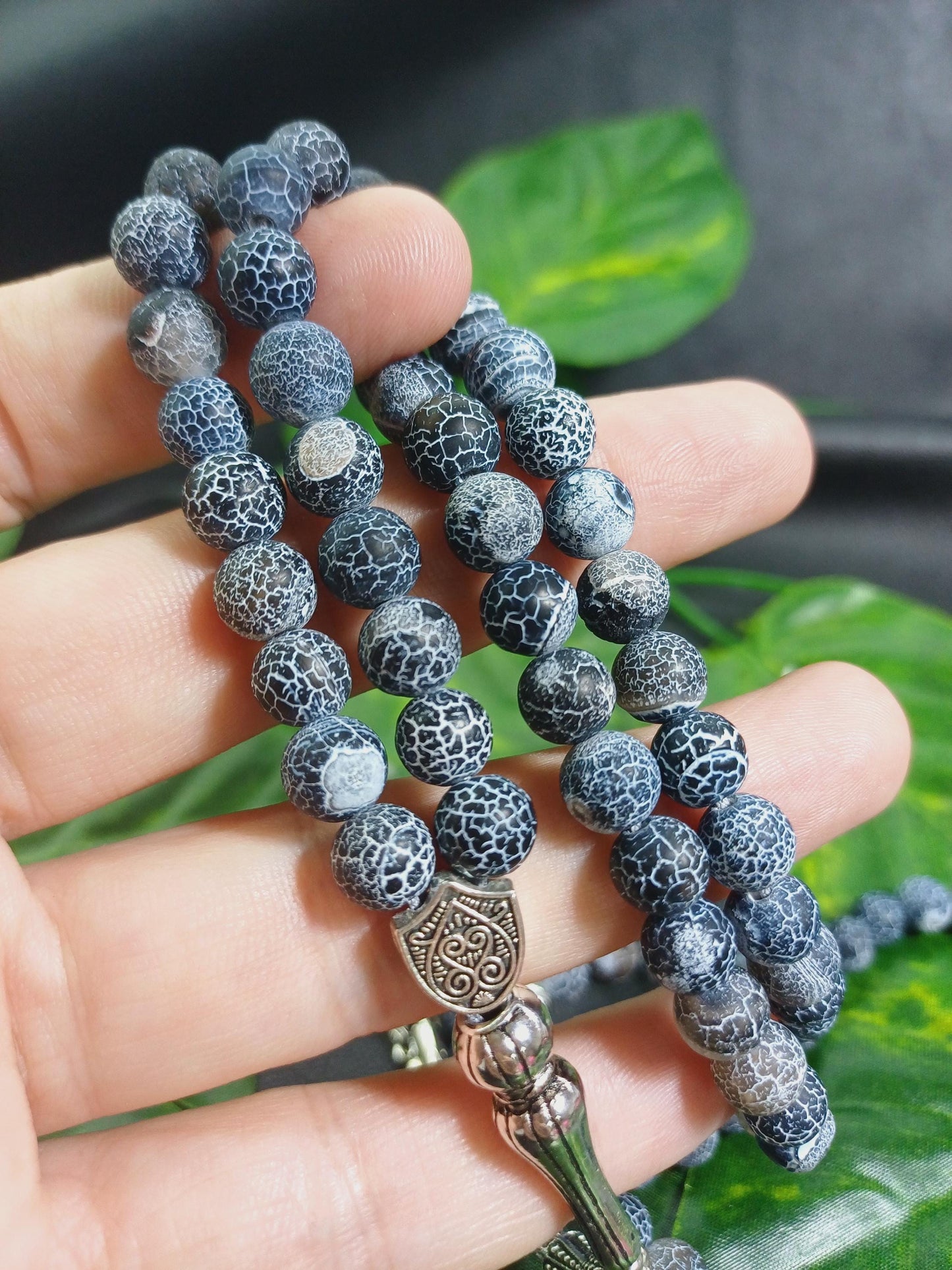 99 Boncuklu Damarlı Akik Tesbih