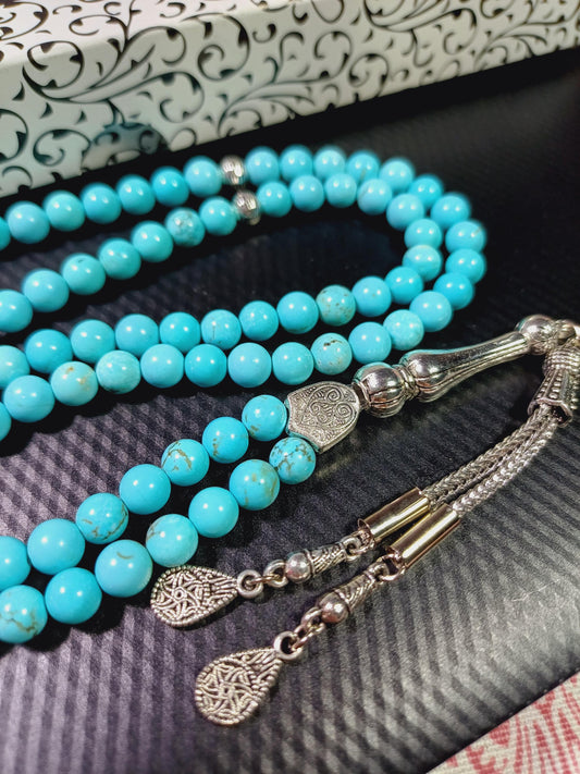 99 Boncuklu Turkuaz Doğaltaş Tesbih