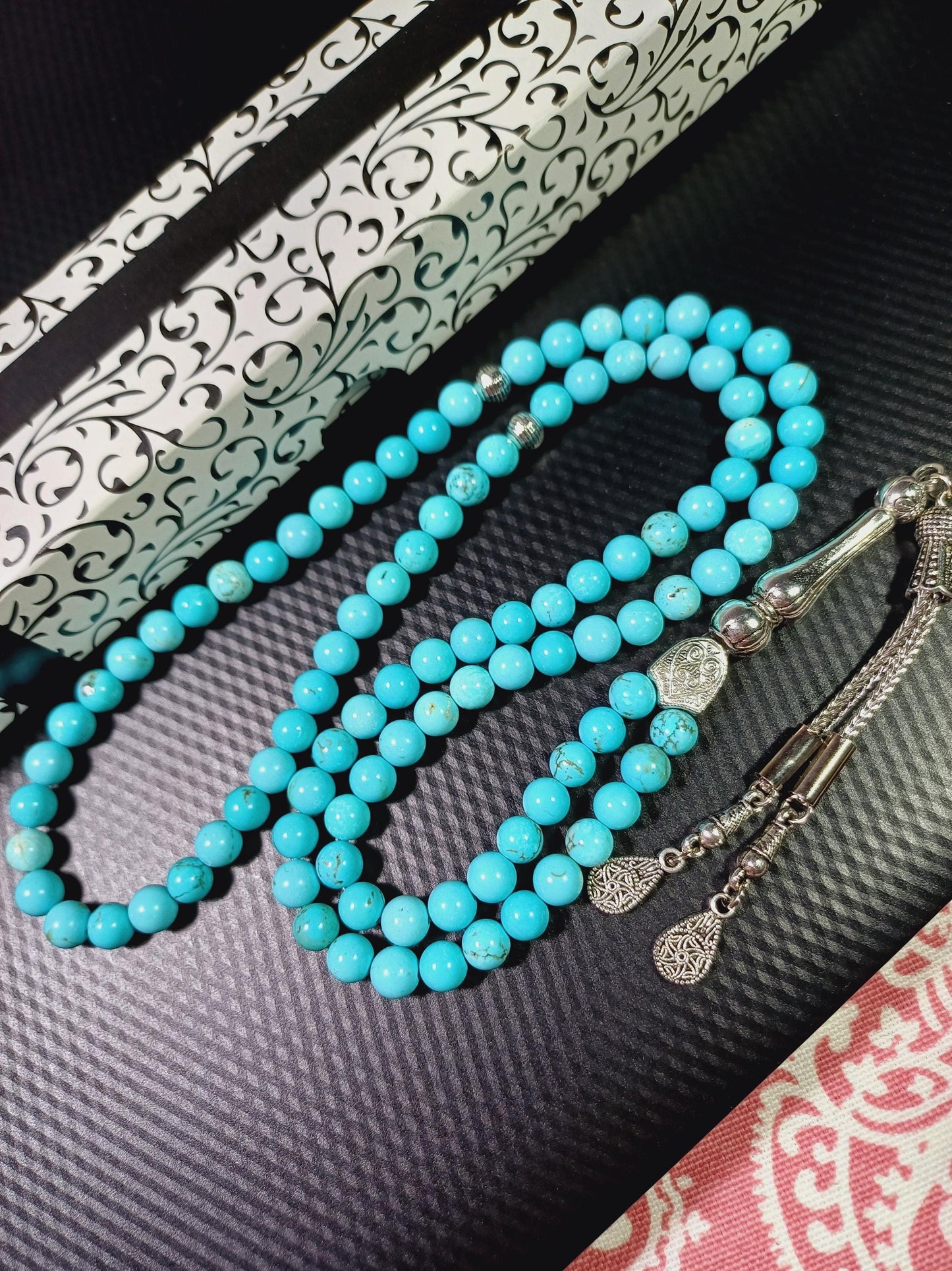 99 Boncuklu Turkuaz Doğaltaş Tesbih