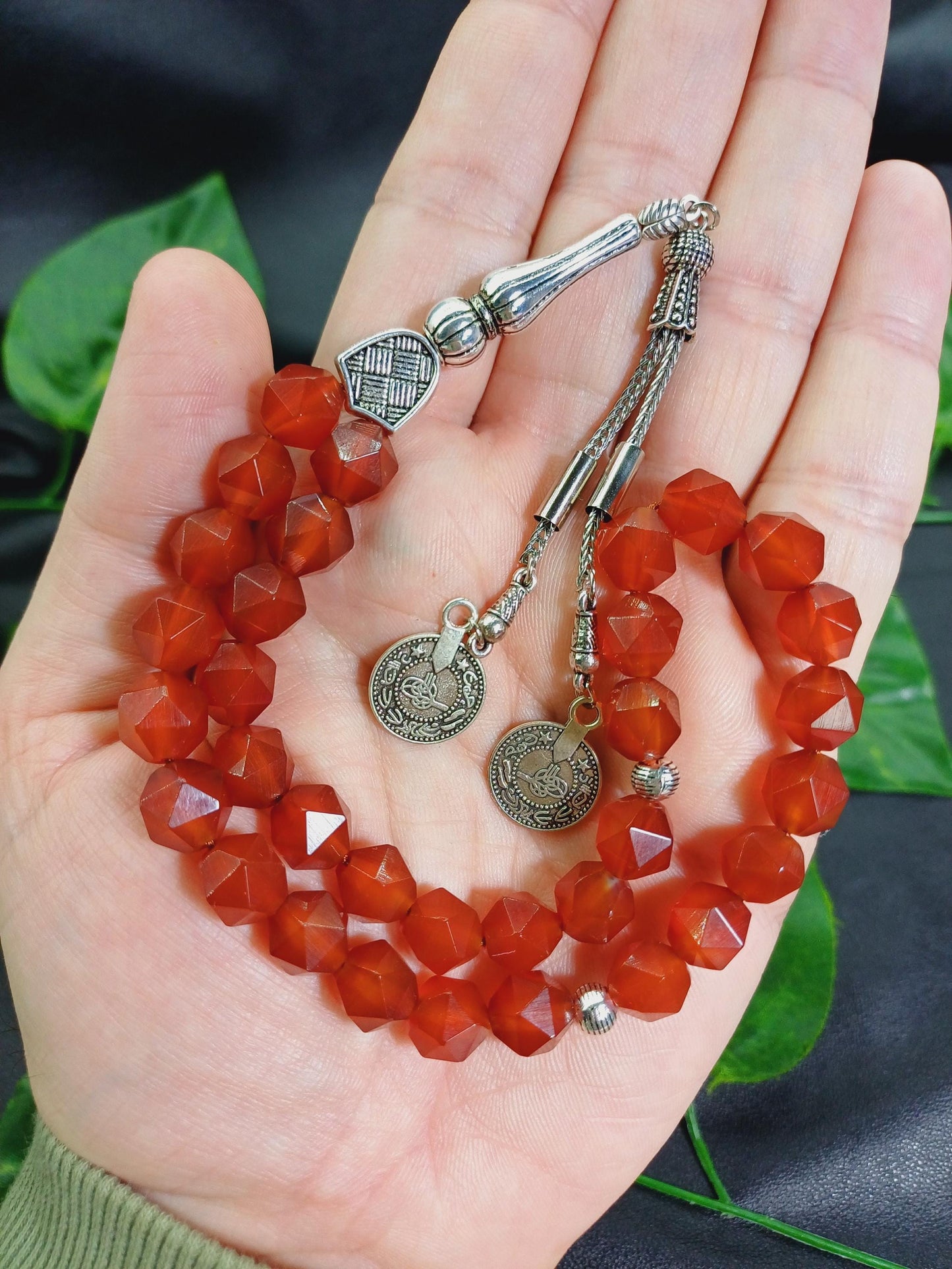 Altıgen Kesim Yemen Akik Doğaltaş Tesbih