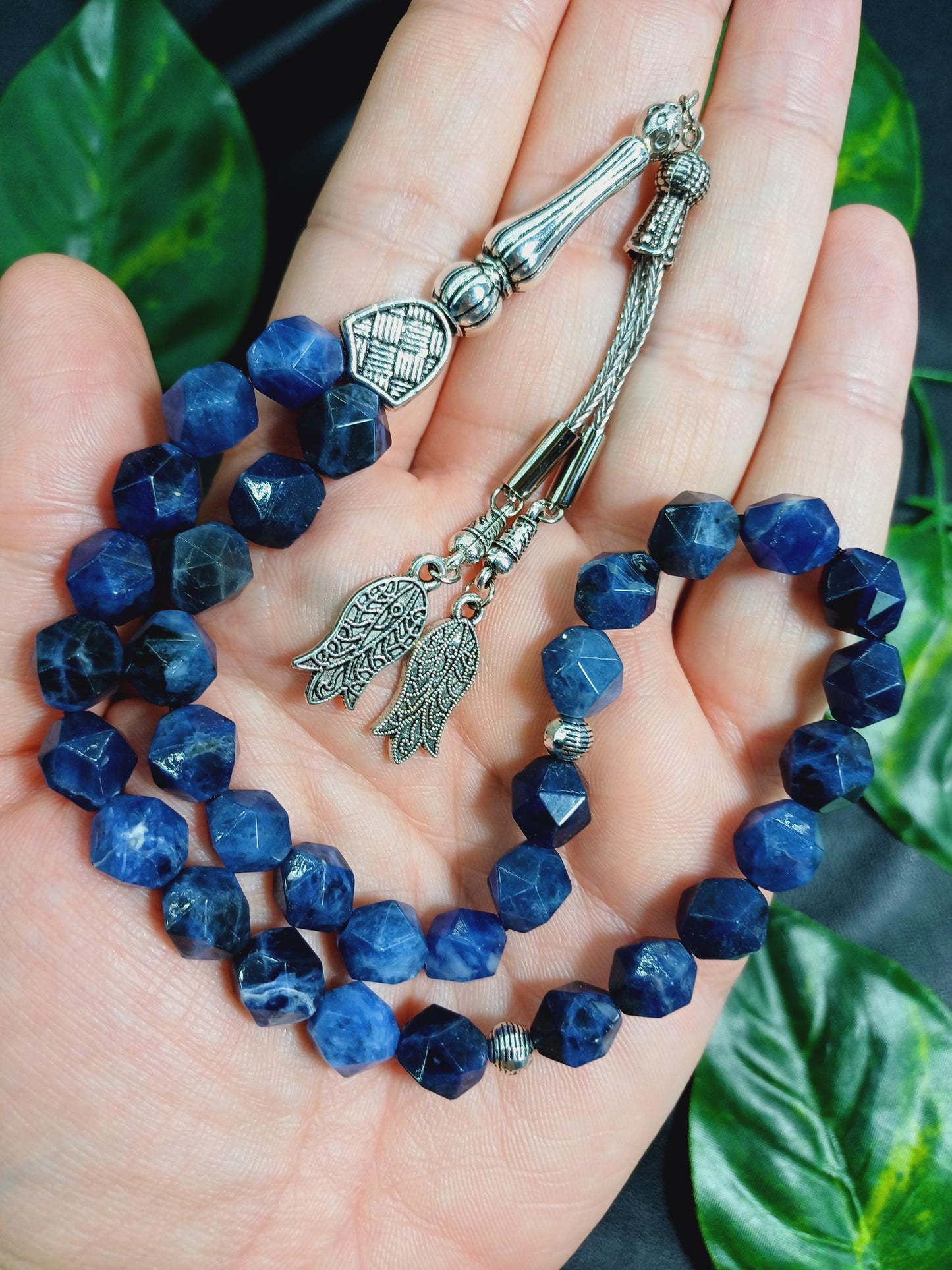 10 mm Altıgen Kesim Sodalit Doğaltaş Tesbih