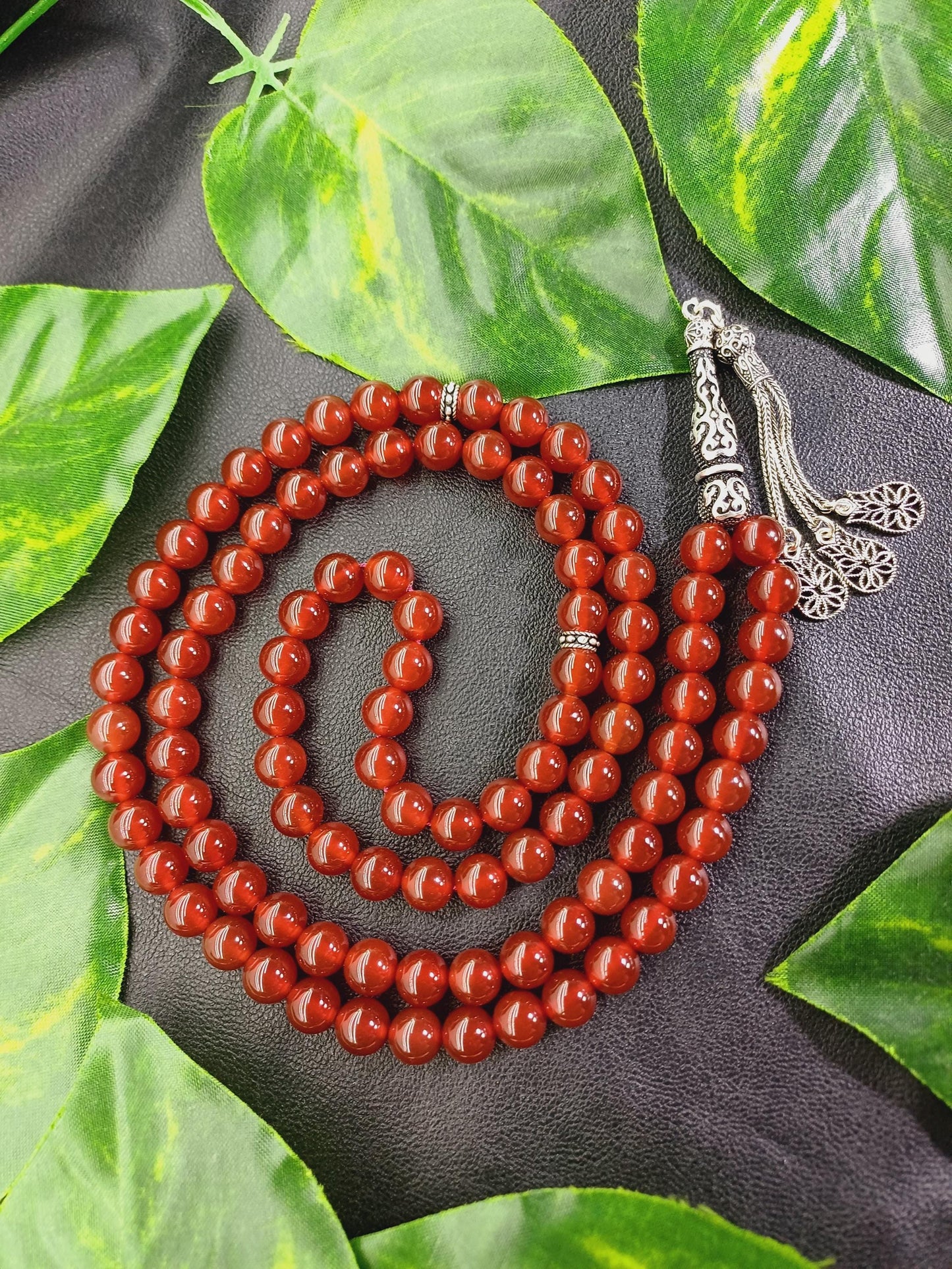 925 Ayar Gümüş Karnelyan Akik Tesbh