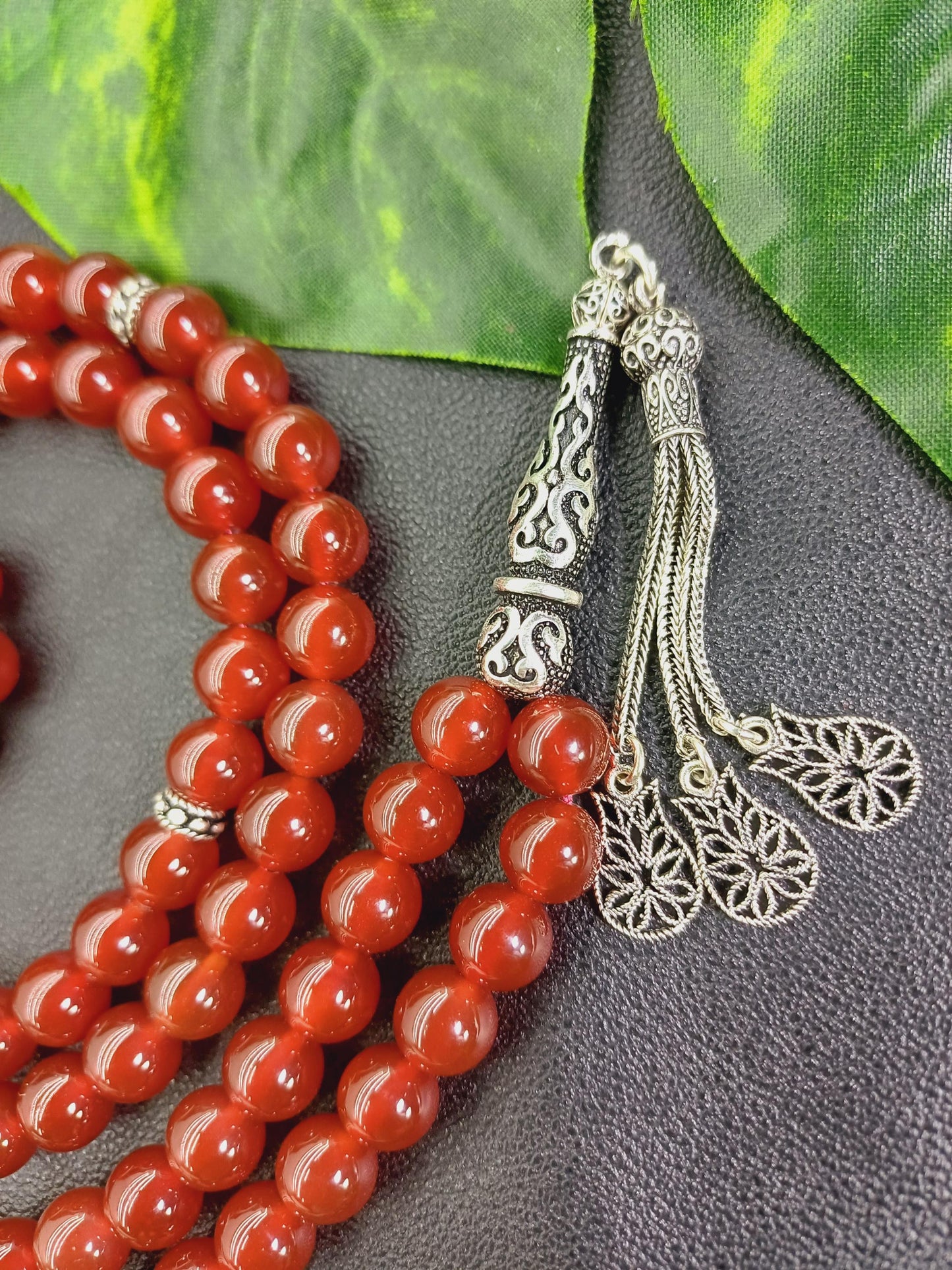 925 Ayar Gümüş Karnelyan Akik Tesbh