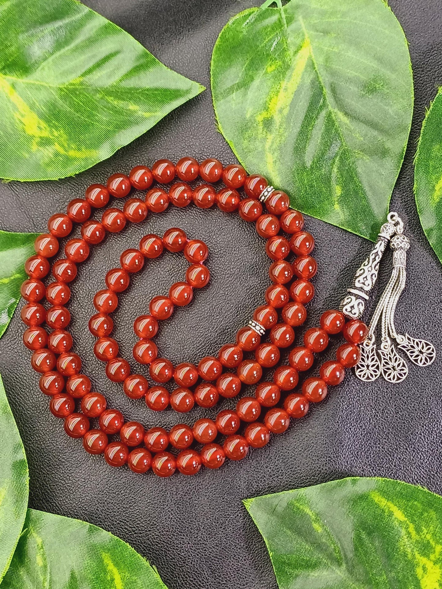 925 Ayar Gümüş Karnelyan Akik Tesbh