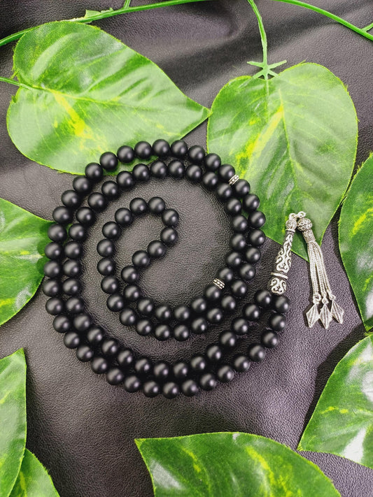 925 Ayar Gümüş Mat Siyah Oniks Tesbih