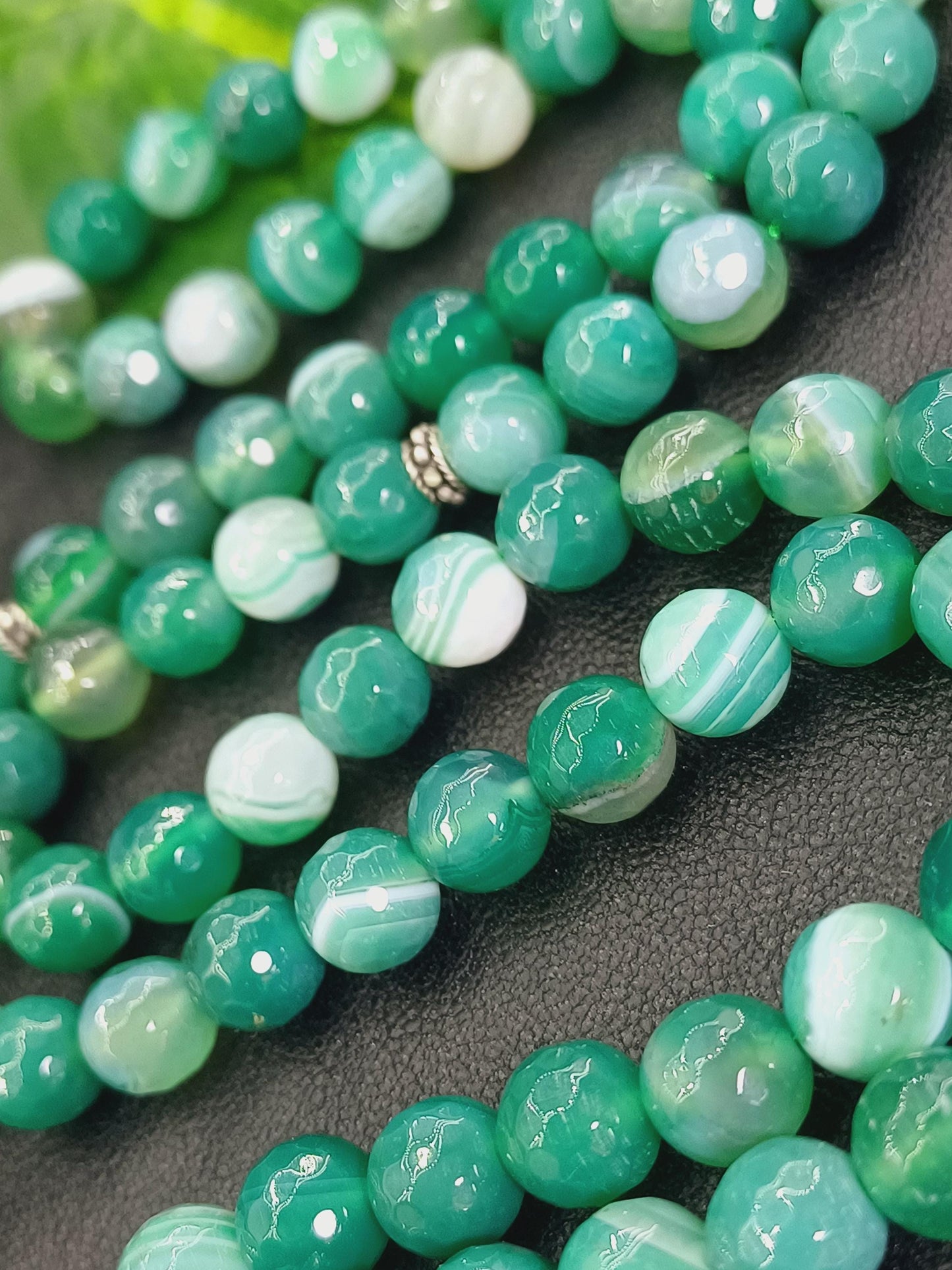 99 Boncuklu 925 Ayar Gümüş Yeşil Akik Tesbih