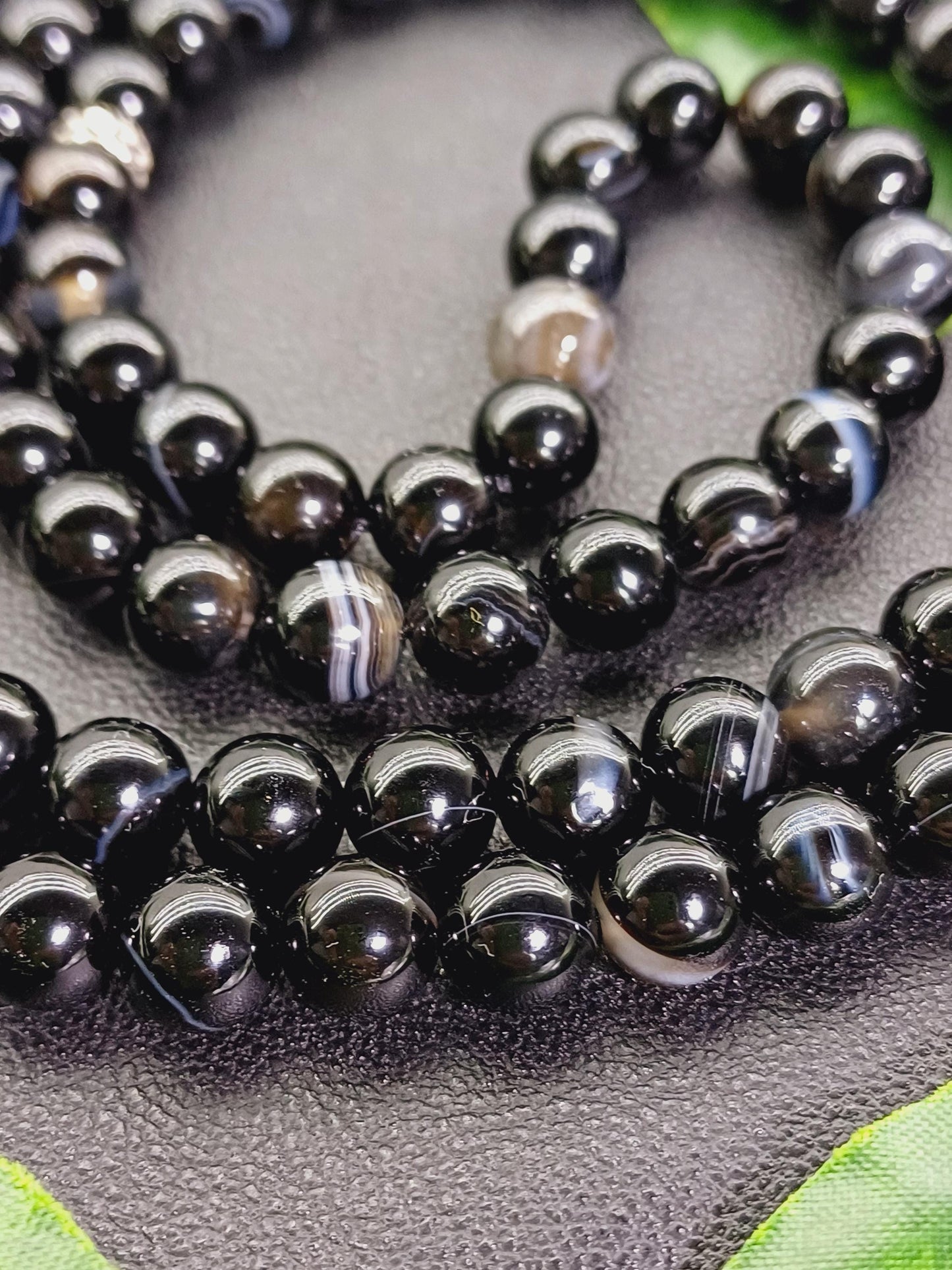 925 Ayar Gümüş 99 Boncuklu Siyah Akik Tesbih