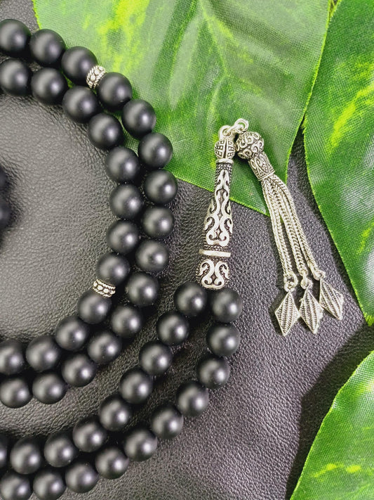 925 Ayar Gümüş Mat Siyah Oniks Tesbih