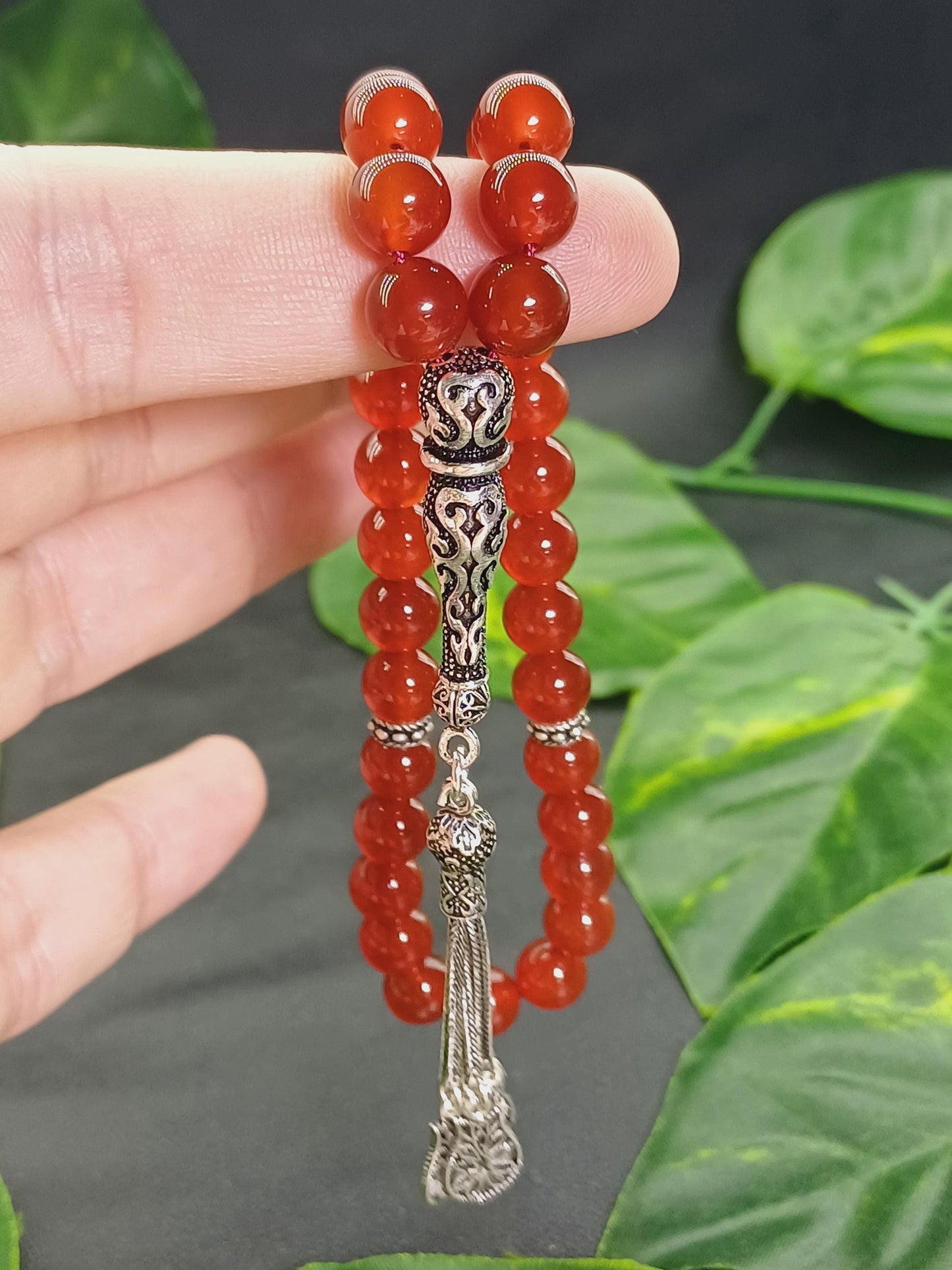 925 Ayar Gümüş Yemen Akik Doğaltaş Tesbih