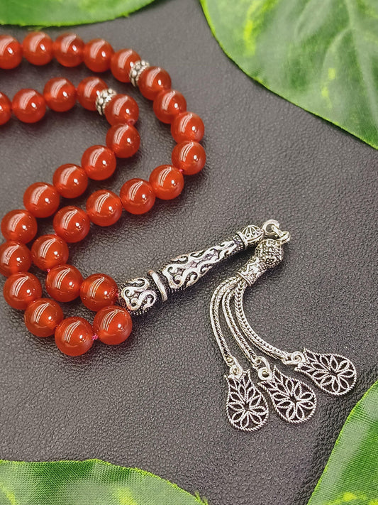 925 Ayar Gümüş Yemen Akik Doğaltaş Tesbih