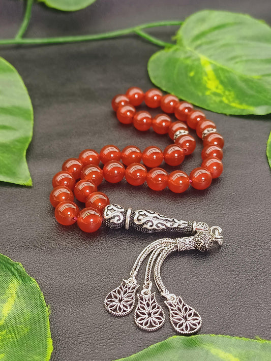 925 Ayar Gümüş Yemen Akik Doğaltaş Tesbih