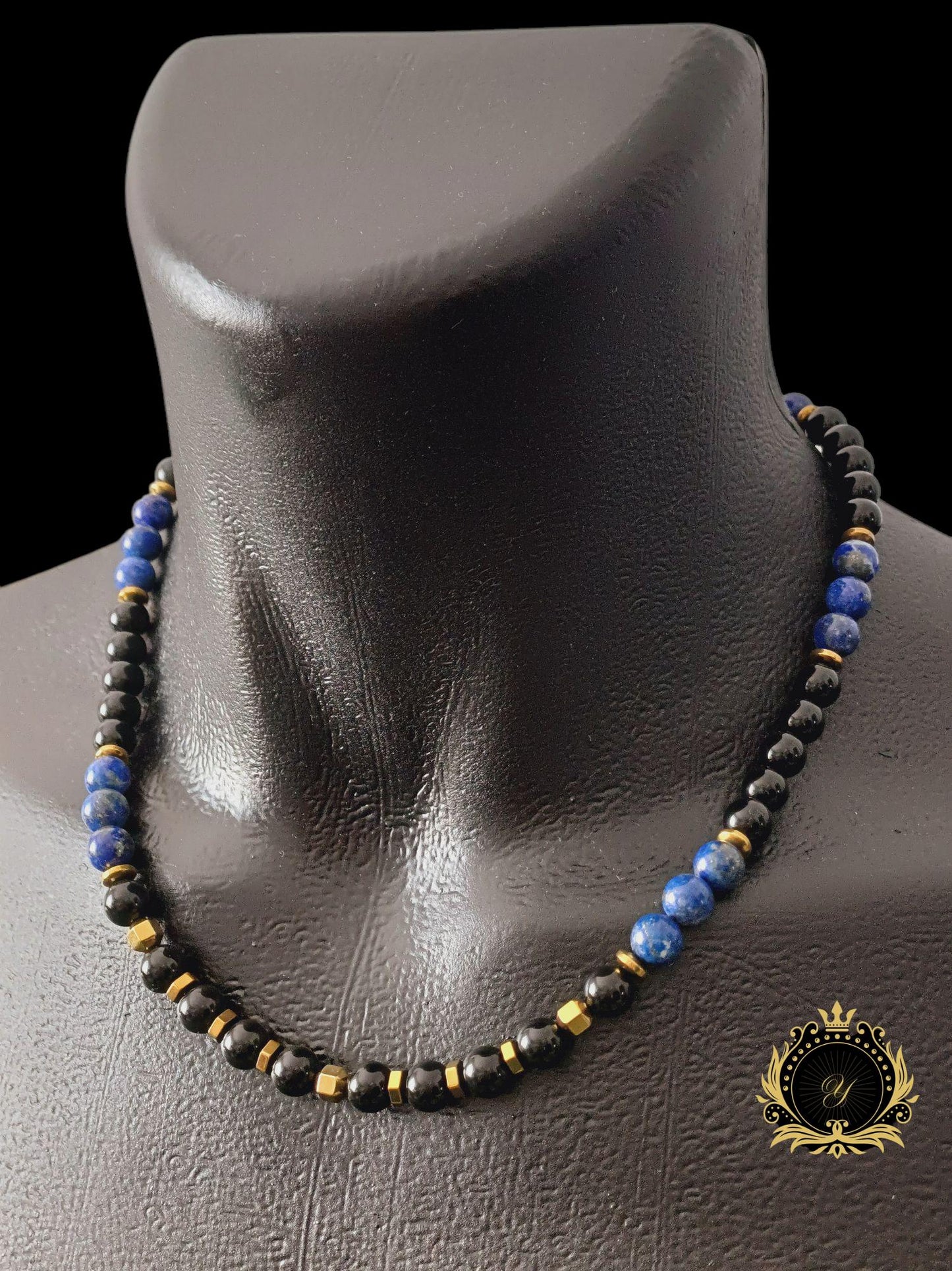 Lapis Lazuli & Siyah Oniks Erkek Doğaltaş Kolye