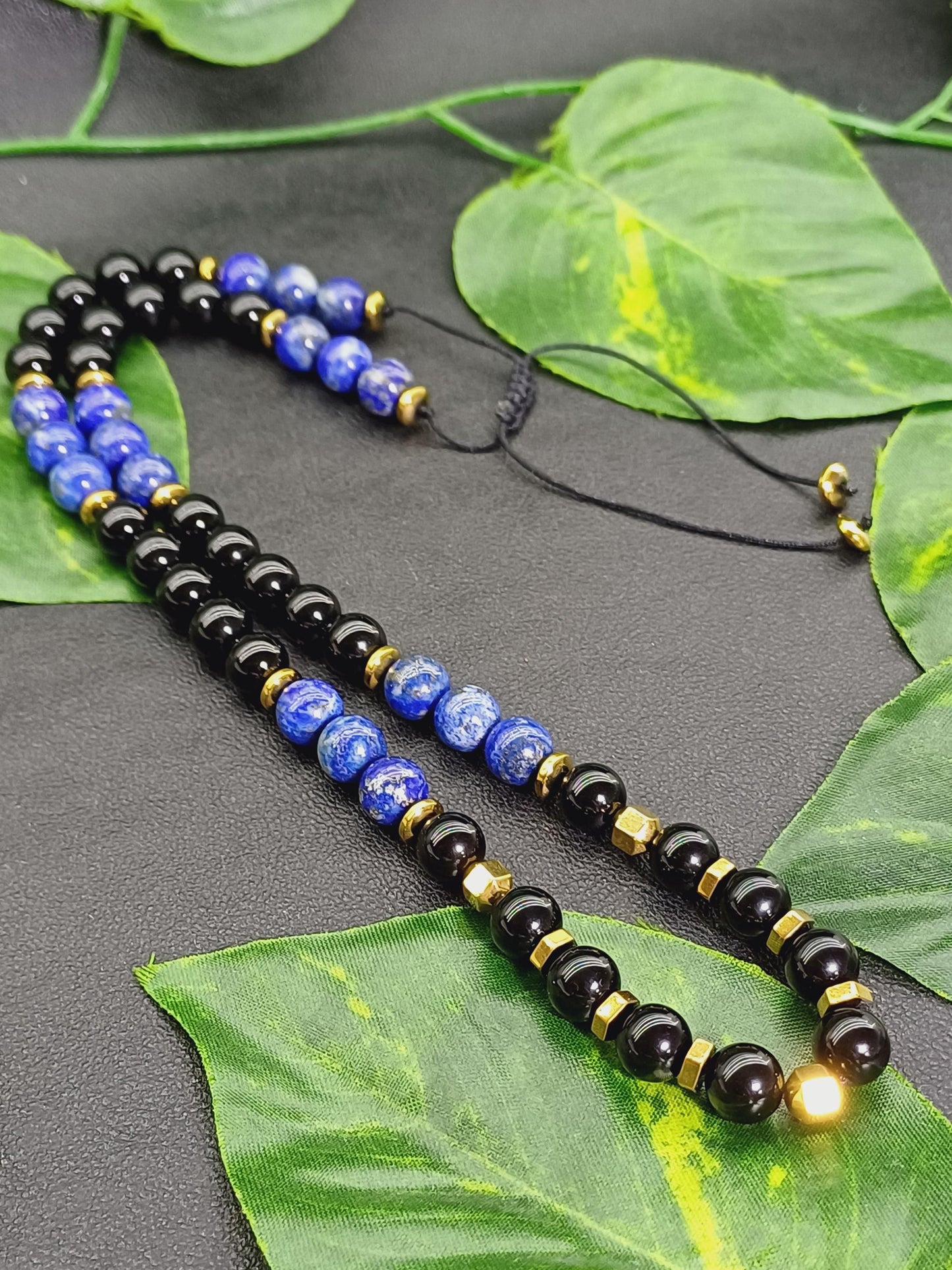 Lapis Lazuli & Siyah Oniks Erkek Doğaltaş Kolye