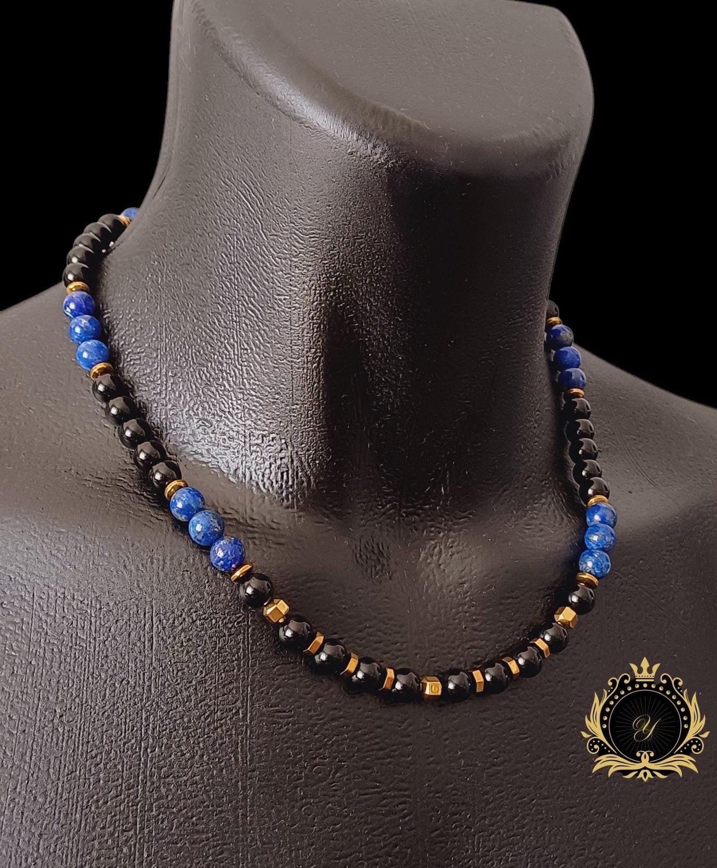 Lapis Lazuli & Siyah Oniks Erkek Doğaltaş Kolye