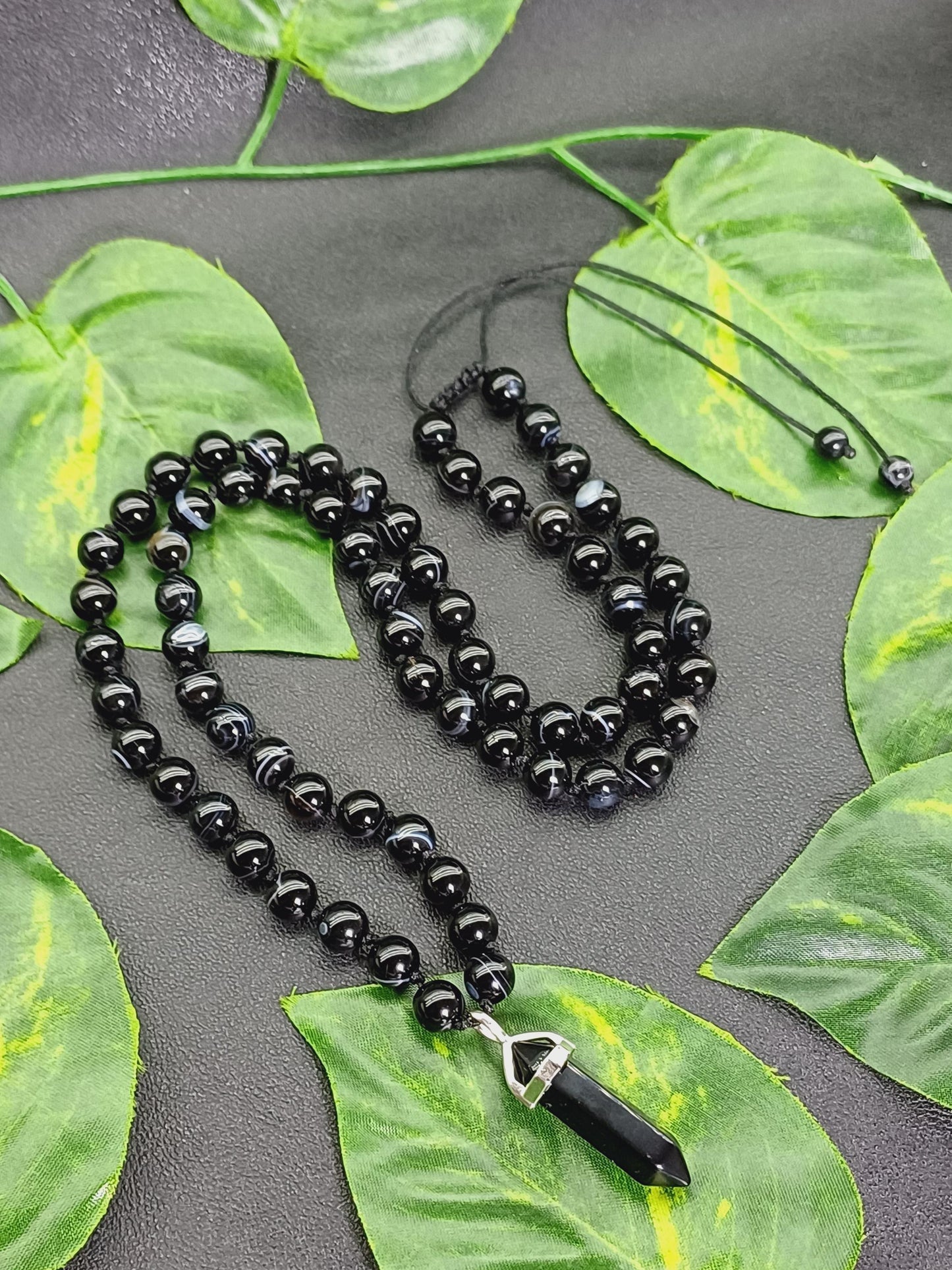 Siyah Akik Erkek Doğaltaş Kolye