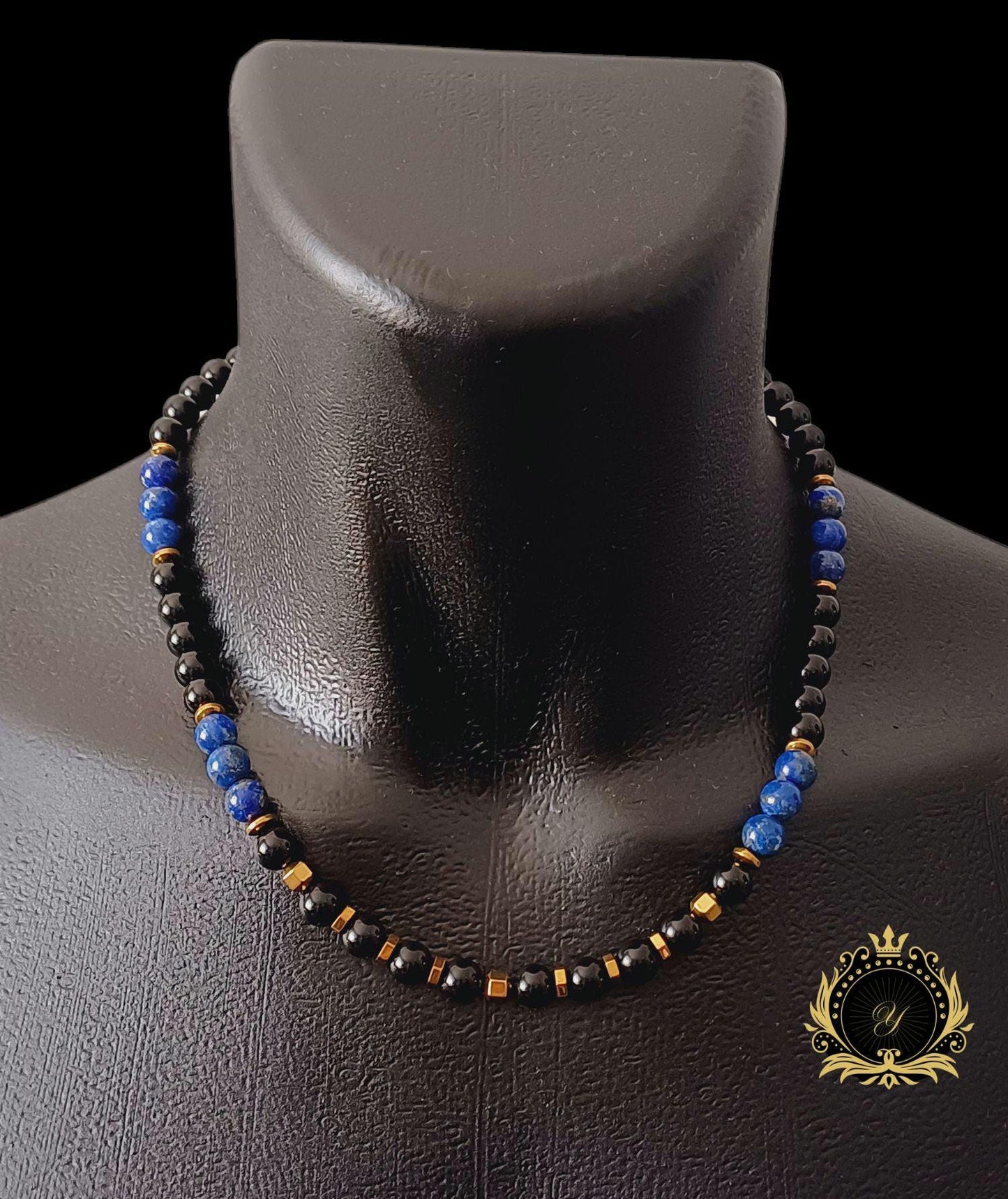 Lapis Lazuli & Siyah Oniks Erkek Doğaltaş Kolye