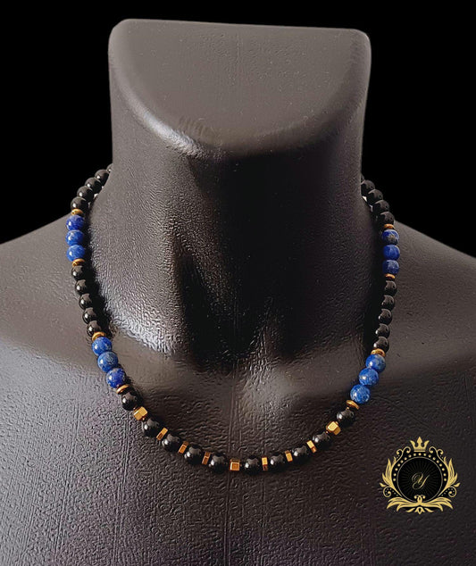 Lapis Lazuli & Siyah Oniks Erkek Doğaltaş Kolye