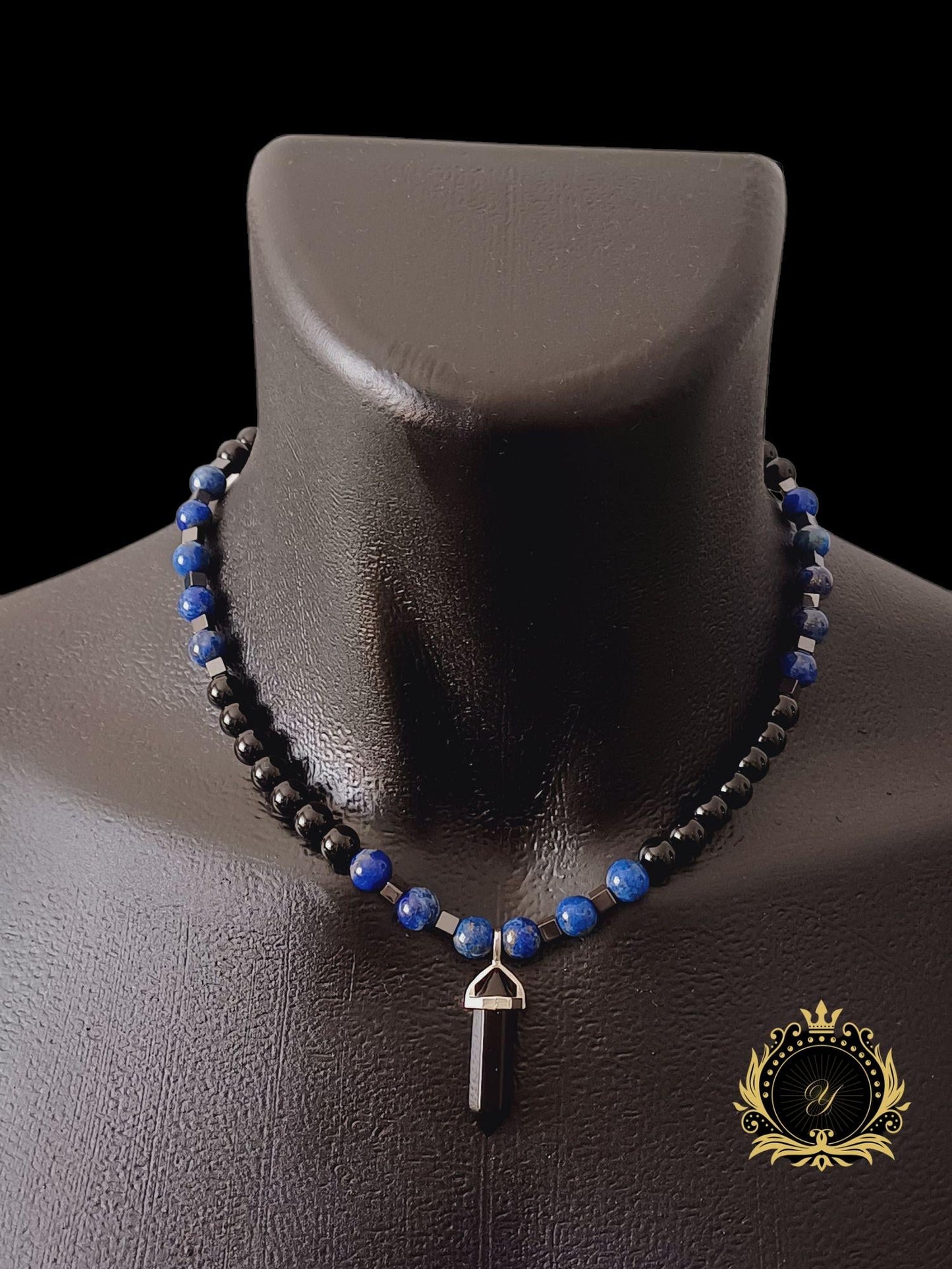 Lapis Lazuli & Siyah Oniks Erkek Doğaltaş Kolye