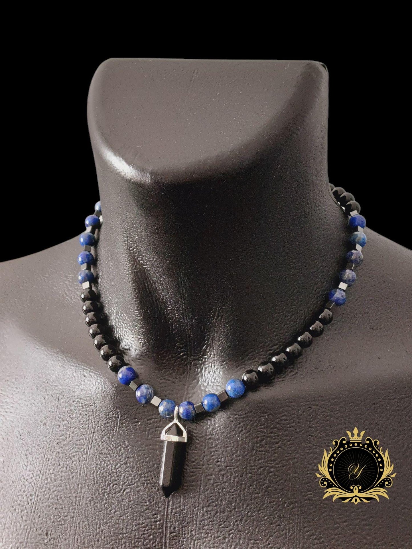 Lapis Lazuli & Siyah Oniks Erkek Doğaltaş Kolye