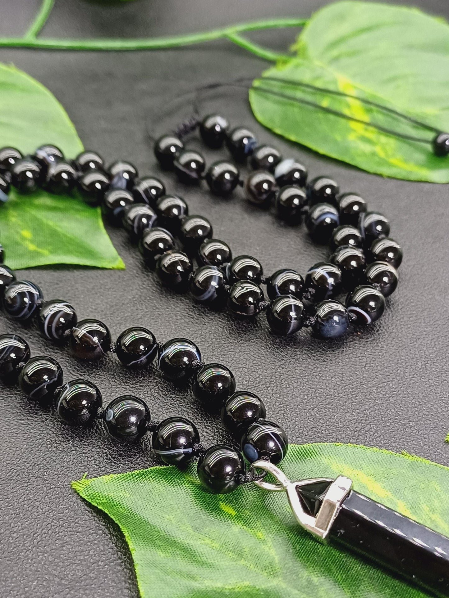 Siyah Akik Erkek Doğaltaş Kolye