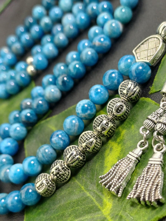 99 Boncuklu Kişiye Özel Mavi Apatit Tebih