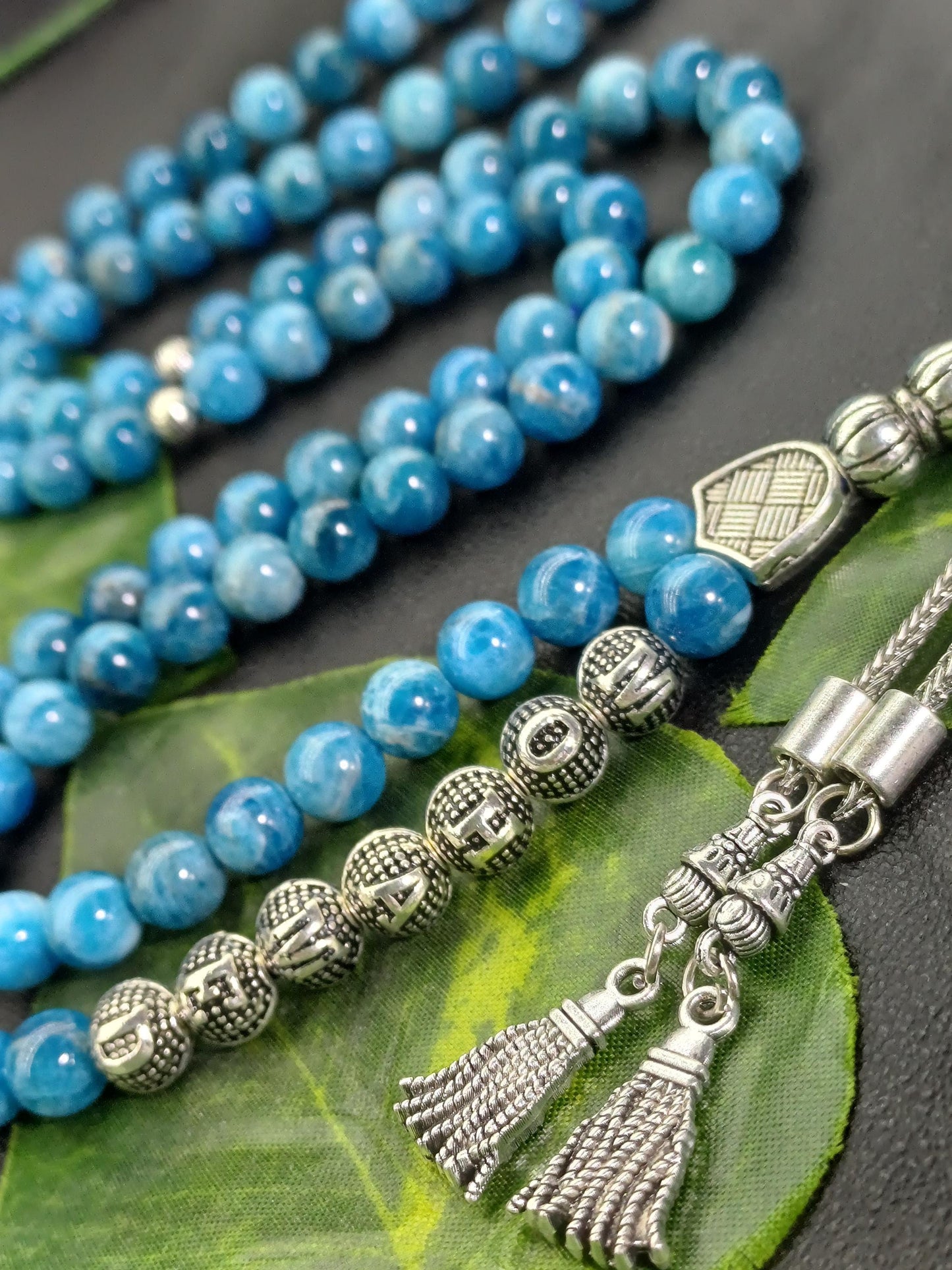 99 Boncuklu Kişiye Özel Mavi Apatit Tebih