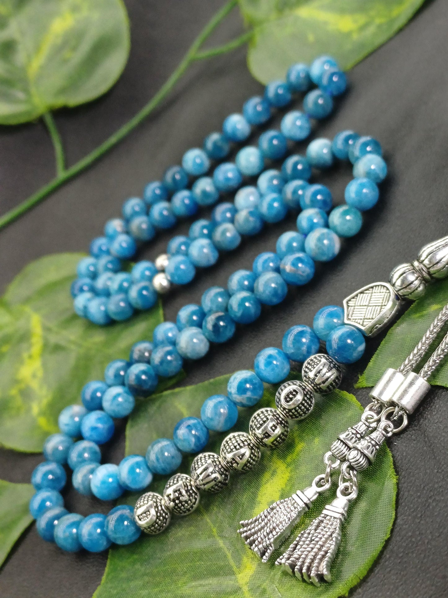 99 Boncuklu Kişiye Özel Mavi Apatit Tebih