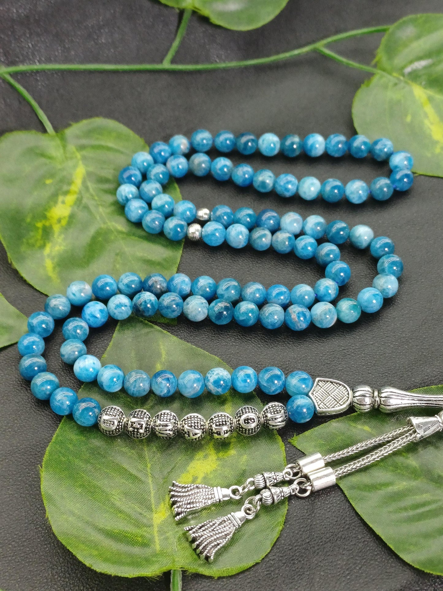 99 Boncuklu Kişiye Özel Mavi Apatit Tebih