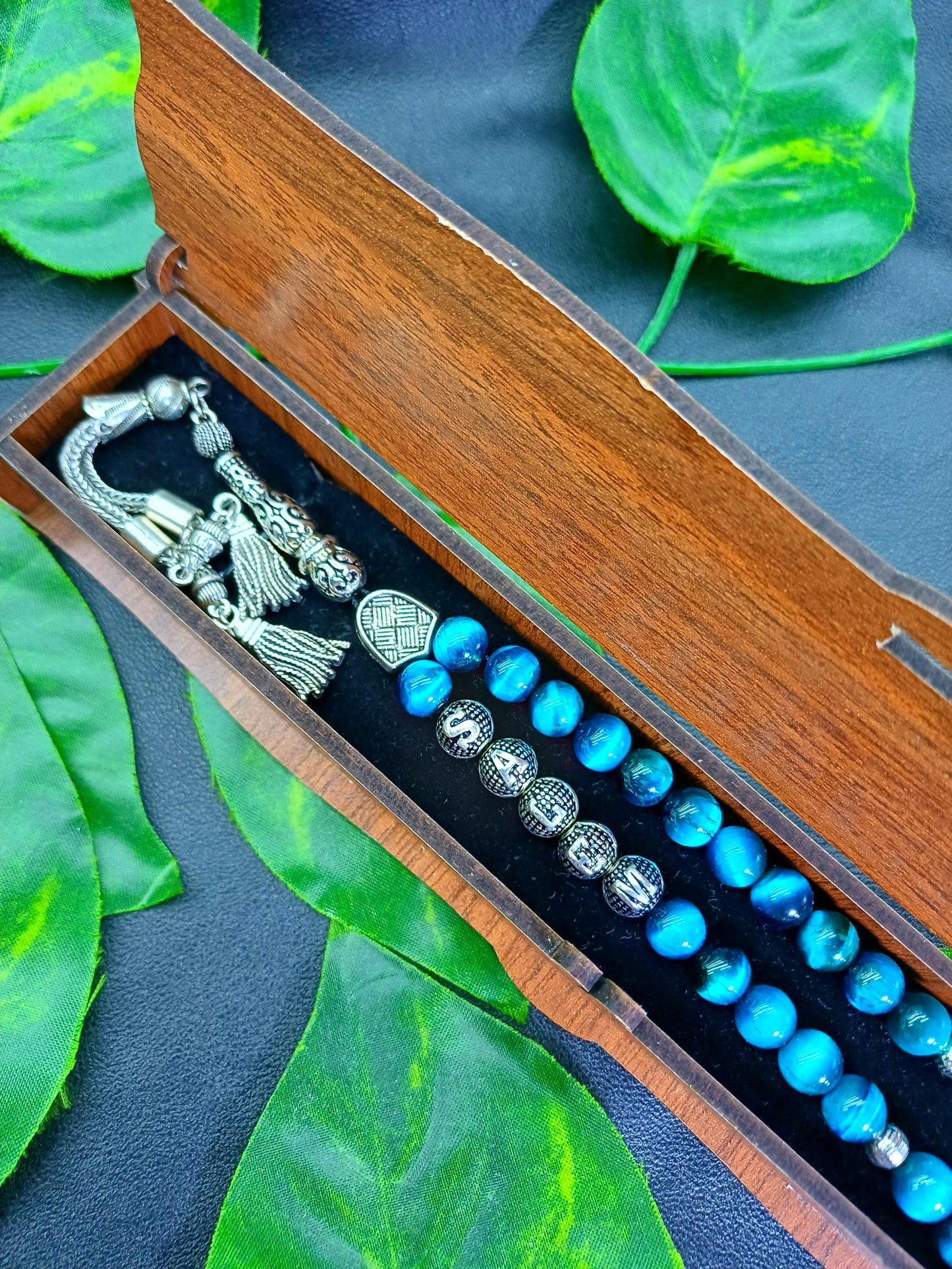 Kişiye Özel Okyanus Mavisi Doğaltaş Tesbih